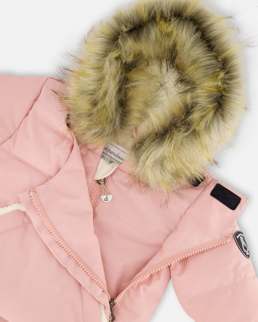 One-Piece Baby Snug Snowsuit Designed For Car Seat Pink