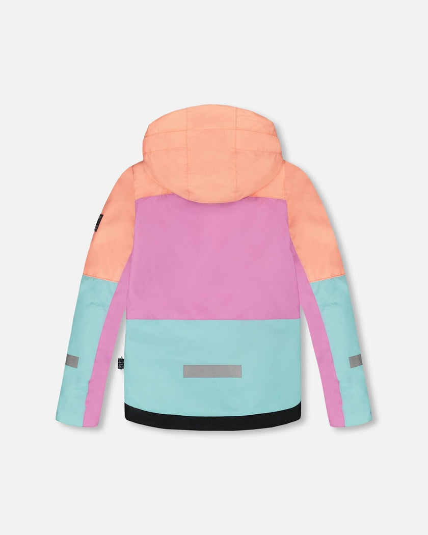 Two-Piece Teknik Snowsuit With Colorblocked Jacket Pink Watercolor Flower Print