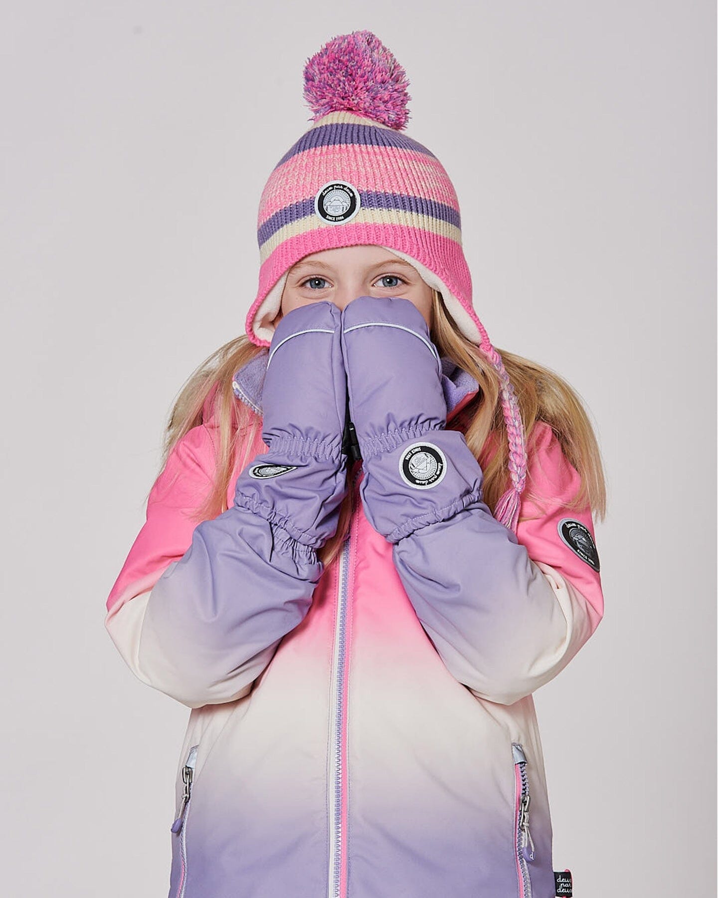 Winter Mittens Play Purple Gray