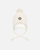 Lined Winter Hat With Pompom Off-White