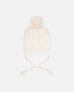 Lined Winter Hat With Pompom Off-White