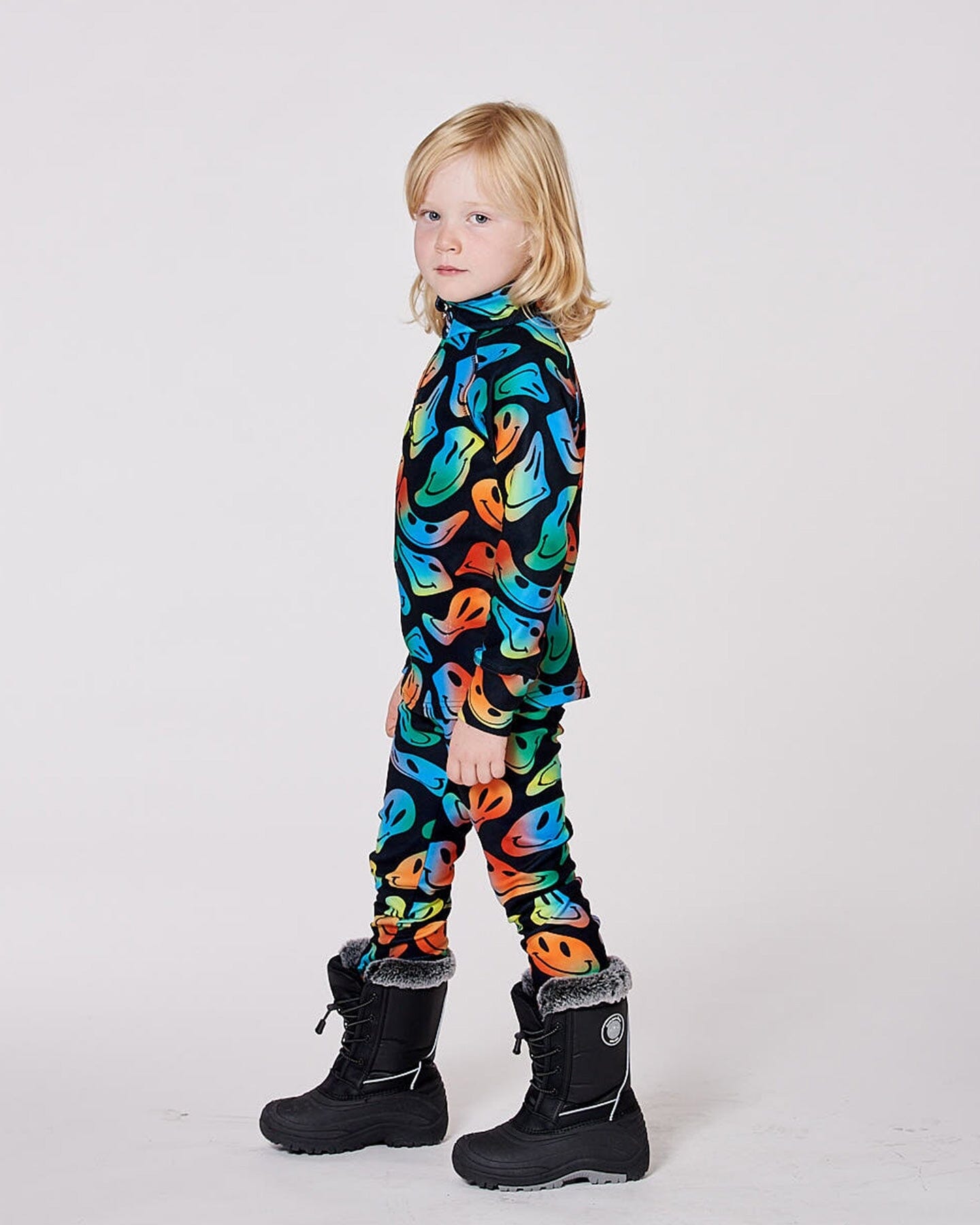Two-Piece Thermal Underwear Set Smiley Face Boy