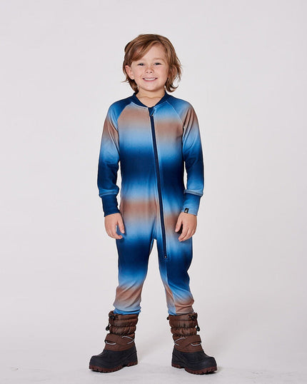 One-Piece Thermal Underwear Blue And Beige Gradient