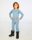 Merino Wool Base Layer Set Blue Gray