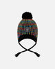 Lined Peruvian Knit Pompom Hat Black And Multicolor