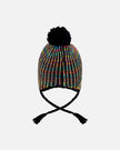 Lined Peruvian Knit Pompom Hat Black And Multicolor