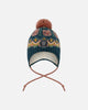 Lined Peruvian Knit Pompom Hat Green And Pink