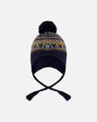 Lined Peruvian Knit Hat With Pompom Taupe And Navy