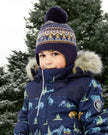 Lined Peruvian Knit Hat With Pompom Taupe And Navy