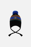 Lined Peruvian Knit Pompom Hat Black, Blue And Brown