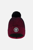 Lined Knit Pompom Hat Red And Black