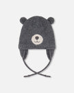 Lined Knit Hat With Ears Gray