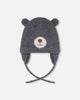 Lined Knit Hat With Ears Gray