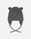 Lined Knit Hat With Ears Gray