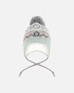 Lined Peruvian Knit Pompom Hat Gray And Sage