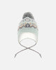 Lined Peruvian Knit Pompom Hat Gray And Sage