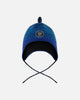 Lined Dino Peruvian Knit Winter Hat With Pompom Blue