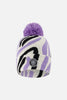 Lined Knit Pompom Hat Black, White And Lilac