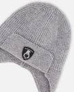 Lined Baby Knit Hat With Ears And Strings Heather Gray