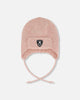 Lined Baby Knit Hat With Ears And Strings Dusty Pink