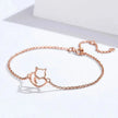 925 Sterling Silver Cat Heart Chain Bracelet
