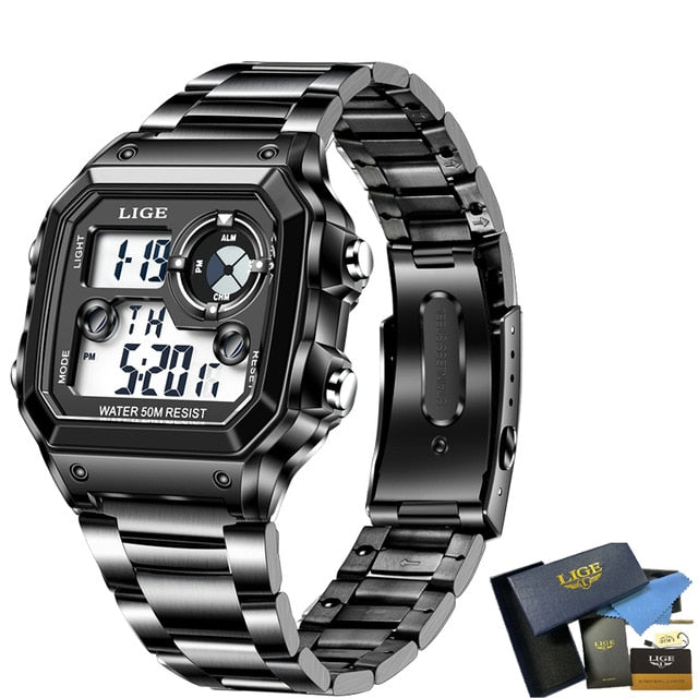 LIGE Brand Men Digital Watch Shock Military Sport Watches Fashion Waterproof Electronic Wristwatch Mens Reloj Inteligente Hombre