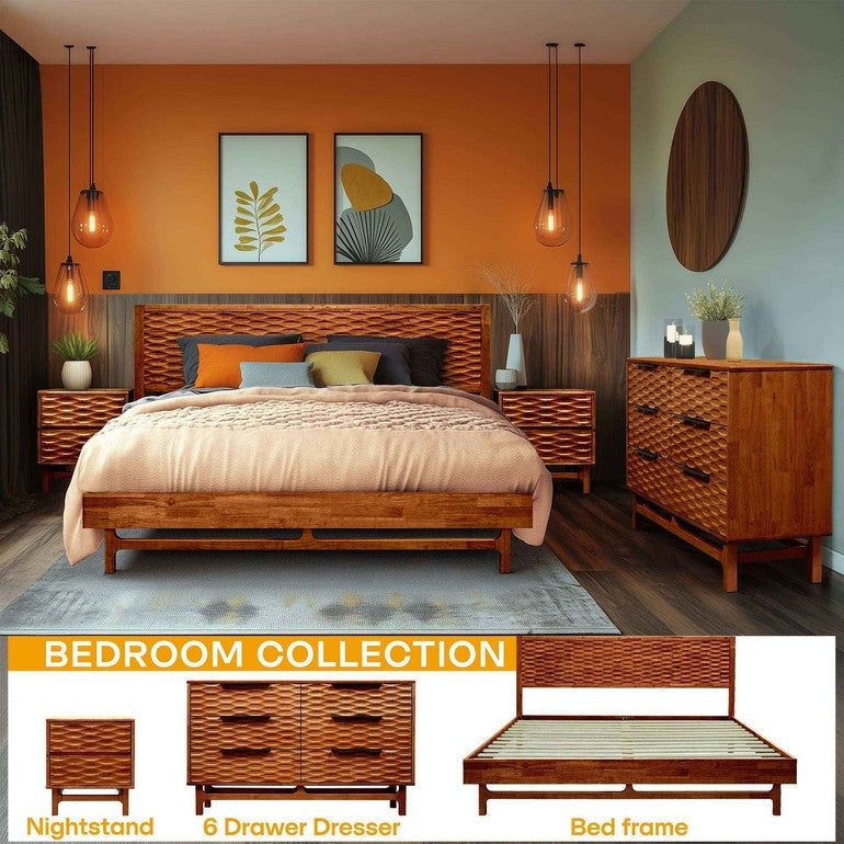 Elara Solid Wood Dresser with 6 Drawers