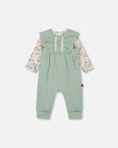 Organic Cotton Bodysuit And Sleeveless Overalls Set Jade Green