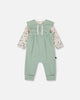 Organic Cotton Bodysuit And Sleeveless Overalls Set Jade Green