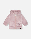 Hooded Zip Plush Jacket Neutral Purple