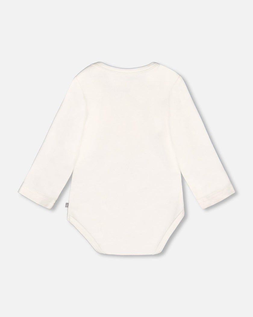 Organic Cotton Long Sleeve Romper Off-White Floral