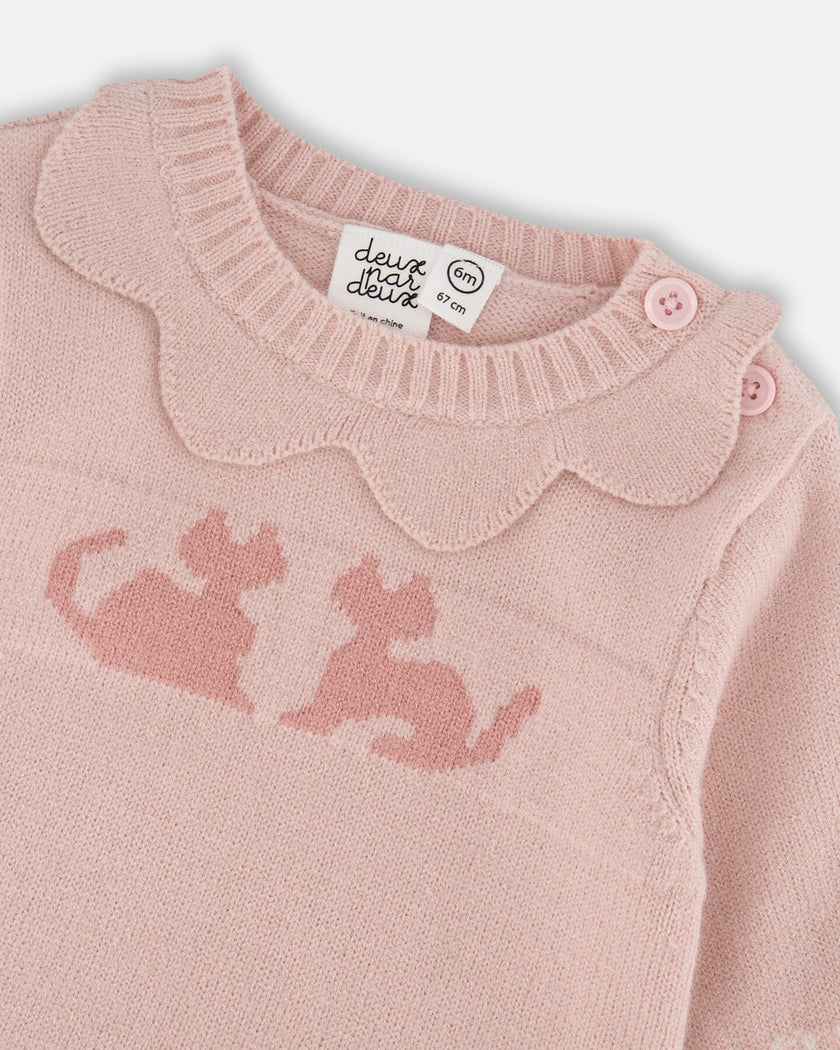 Knitted Top And Pant Set Light Pink