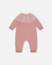 Knitted Bi-Color Cat Romper Old Pink