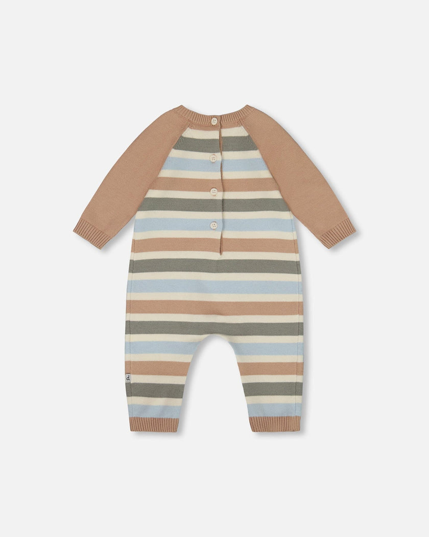 Knitted Romper Blue And Green Stripes