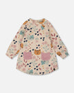 Glittering French Terry Dress Beige Printed Cat