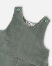 Stretch Velour Faux-Layered Overalls Jade Green