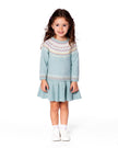 Jacquard Sweater Dress With Ribbed Skirt Jade Green