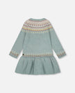 Jacquard Sweater Dress With Ribbed Skirt Jade Green