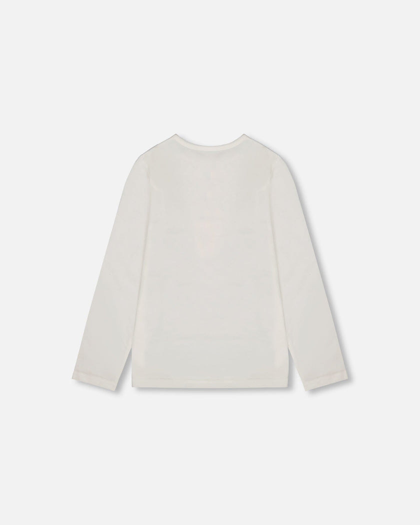 Organic Cotton Long Sleeve T-Shirt Off-White With Hot Chocolate