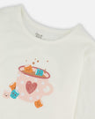 Organic Cotton Long Sleeve T-Shirt Off-White With Hot Chocolate