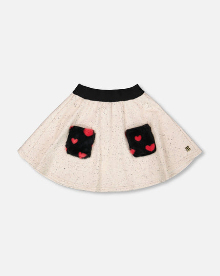 Glittering French Terry Skirt Beige And Black