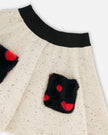 Glittering French Terry Skirt Beige And Black