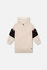 Hooded Glittering French Terry Dress Beige With Heart Bag