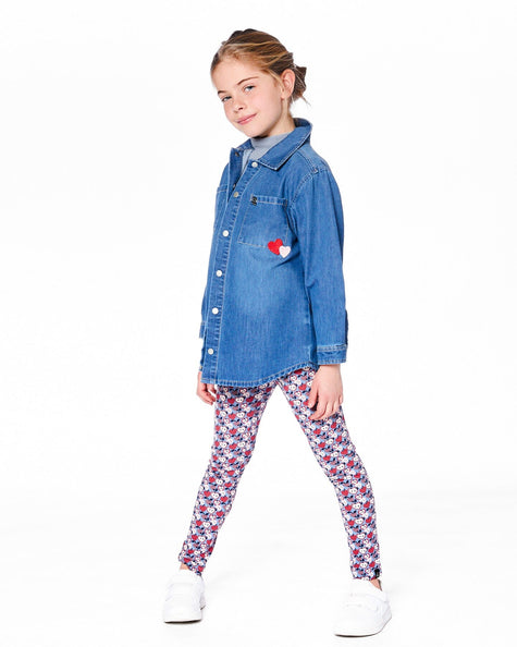 Denim Shirt Light Blue With Patch Pockets And Apple Patch