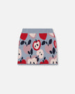 Knit Skirt Blue And Red With Apple Heart Jacquard