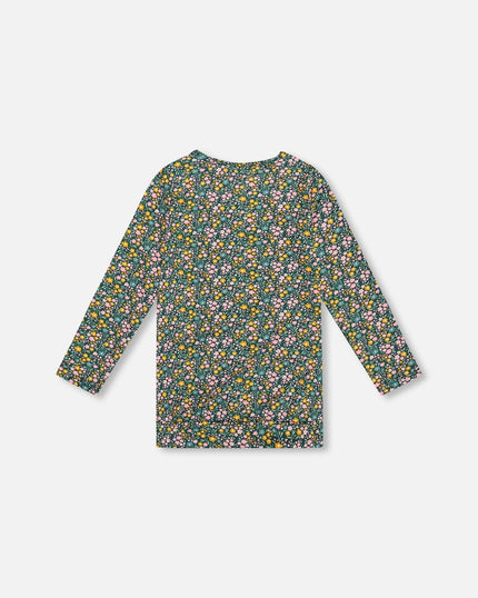 Jersey Tunic Green With Floral Print