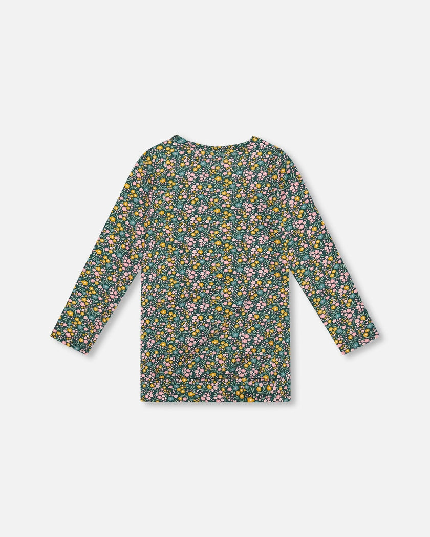 Jersey Tunic Green With Floral Print