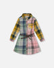Shirt Dress With Belt Green Pink And Yellow