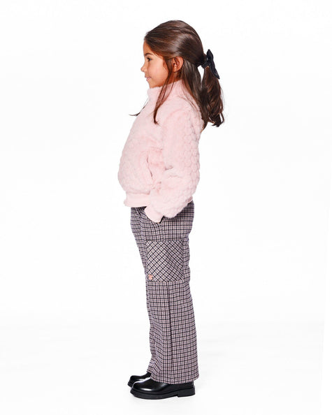 Jacquard Knit Flare Pants With Houndstooth Pattern
