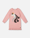 Knitted Dress Dusty Pink With Unicorn Intarsia